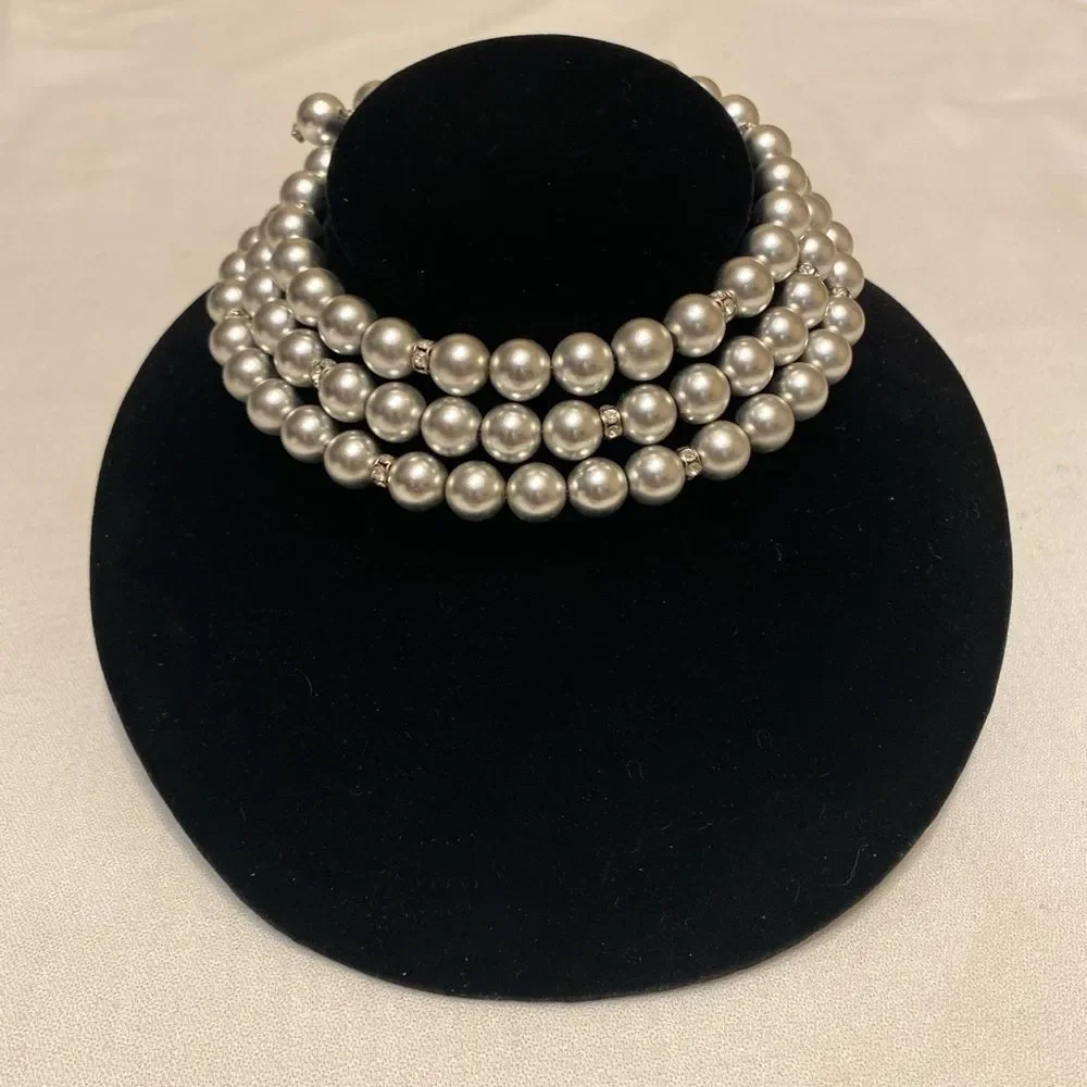 Vintage Silver Ball And Rhinestone Wrap Set - Picture 8 of 12